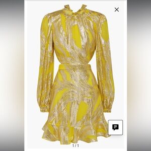 Rebecca Vallance Navarro Metallic Detail Long Sleeve Silk Blend Dress